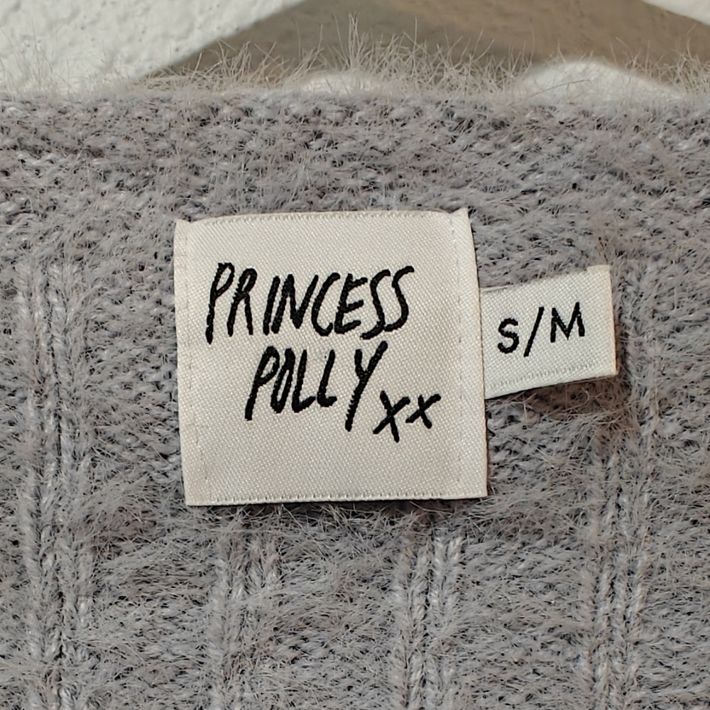 NWOT Wool Princess Polly Sweater Medium Jumper Over Sized Cropped Gray - Picture 4 of 5